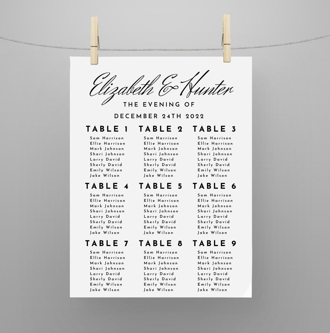 Minimalist Seating Chart Canva Template - Etsy