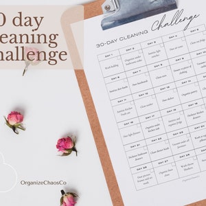 30 day cleaning challenge, Minimalist Cleaning Schedule Printable Weekly Cleaning Checklist, Instant Download