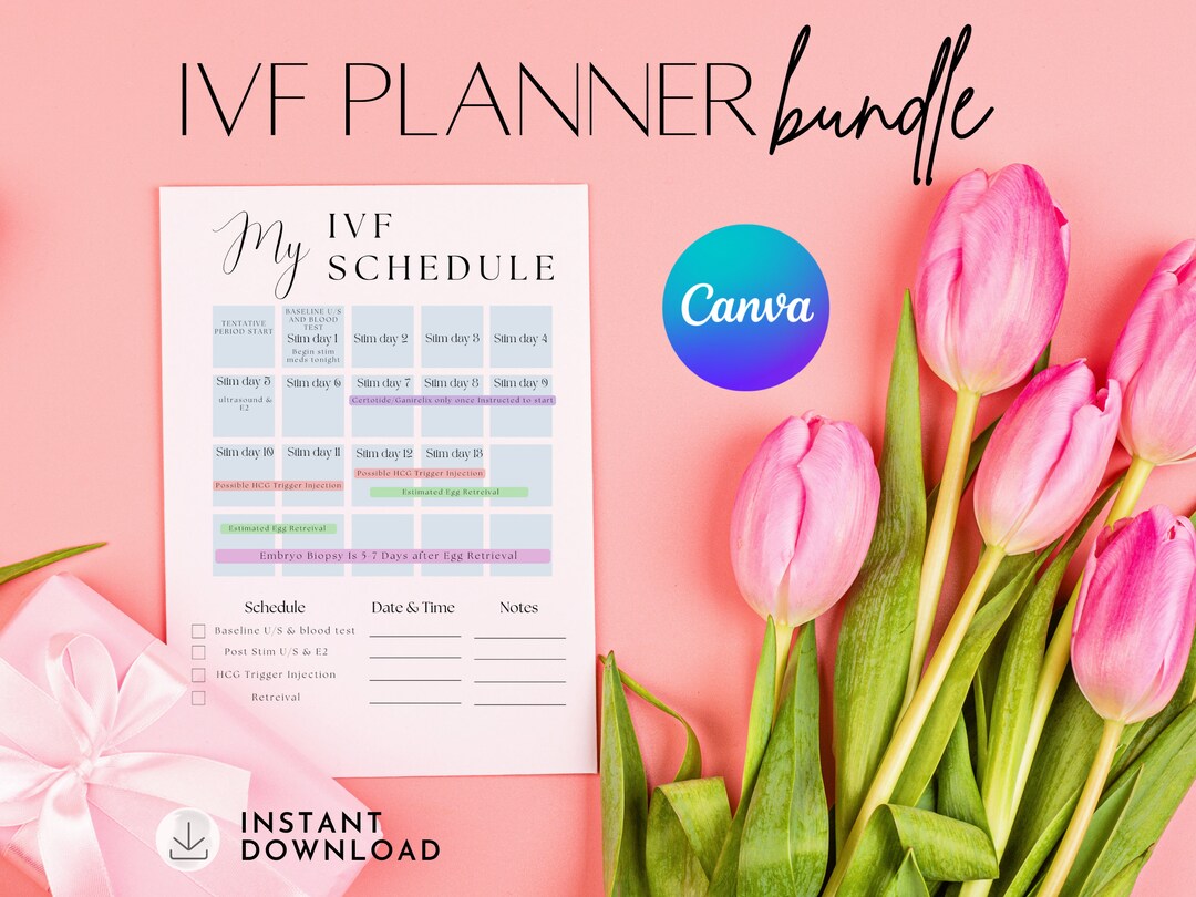 IVF Planner Bundle IVF Calendar Canva Template Digital Etsy