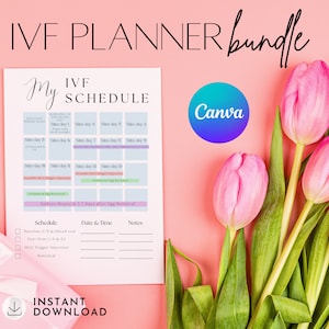 IVF Planner Bundle, IVF Calendar, Canva Template, Digital Planner, IVF Gift