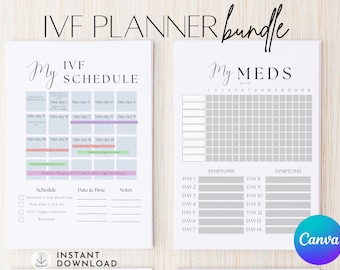 Pakiet IVF Planner, Kalendarz IVF, Planer Canva, Pobieranie cyfrowe, Prezent IVF