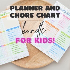 Kids chore chart, kids planner bundle, Kids chore chart printable, Kids daily routine, Responsibility chart