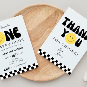 One Happy Dude Birthday invitation, first birthday invitation boy, first birthday invitation, 1st birthday, one happy camper,