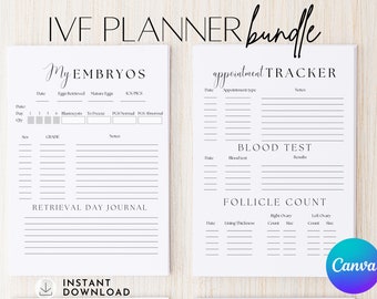 IVF Planner Bundle, IVF Calendar, Canva Planner, Digital Planner, IVF Gift