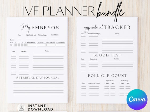 IVF Planner Bundle, IVF Calendar, Canva Planner, Digital Planner, IVF Gift