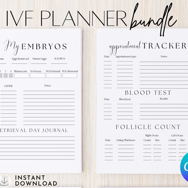 IVF Planner Bundle, IVF Calendar, Canva Planner, Digital Planner, IVF Gift