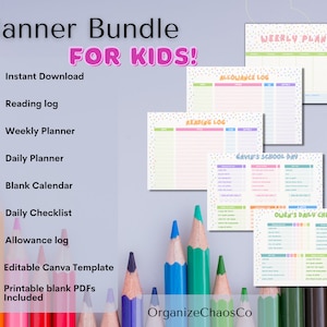 Canva Planner for Kids, Kids Daily Routine, Printable School Day, Digital Planner 2022