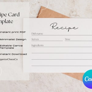 Holiday Recipe Card, Recipe Card Canva Template