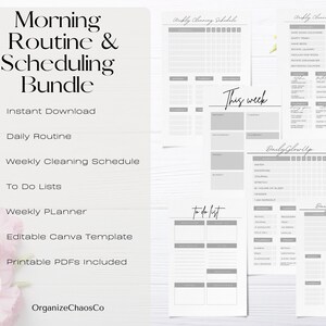 Morning Routine, Cleaning Schedule, Printable Weekly Cleaning Checklist, Cleaning list, 2023 Goals year, Canva Template