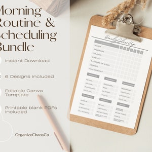 Morning Routine, Cleaning Schedule, Printable Weekly Cleaning Checklist, digital cleaning schedule, Canva Template