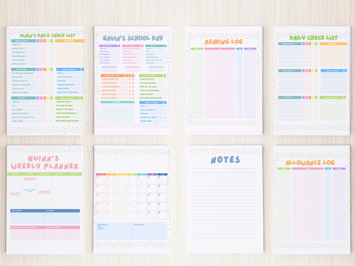 Kids Chore Chart, Kids Planner Bundle, Kids Chore Chart Printable, Kids ...