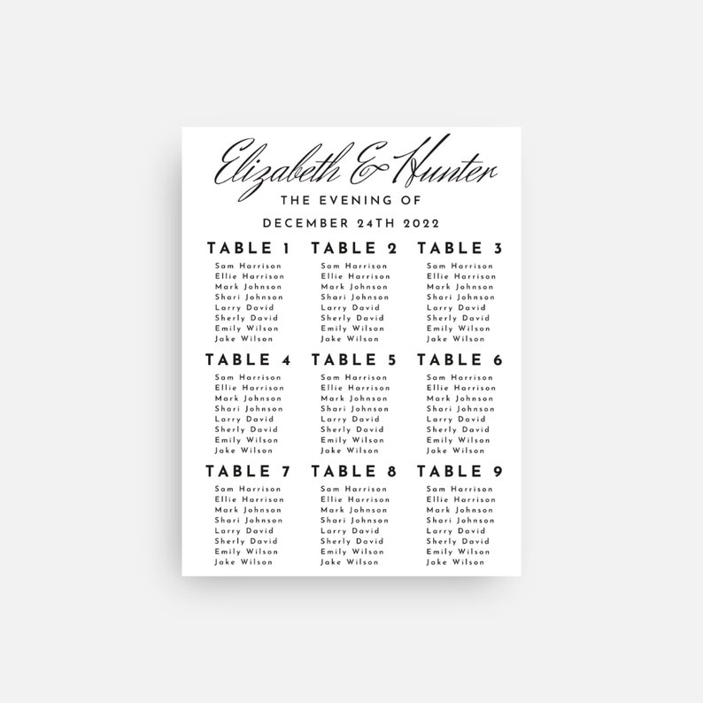 Minimalist Seating Chart Canva Template - Etsy
