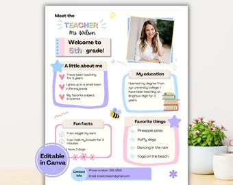 Editable Meet the Teacher, Get to know teacher, Meet the teacher template preschool, All about me, All about my teacher
