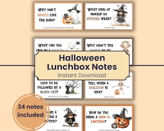 Halloween Lunchbox Notes for Kids, School notes, Halloween jokes, Halloween riddles, Lunch box jokes, Instant Download