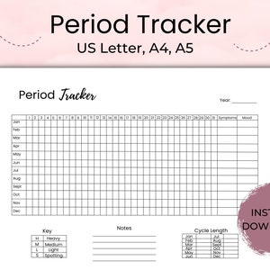 Period Tracker Printable | Menstrual cycle tracker | Period Journal | Instant download | Ovulation tracker
