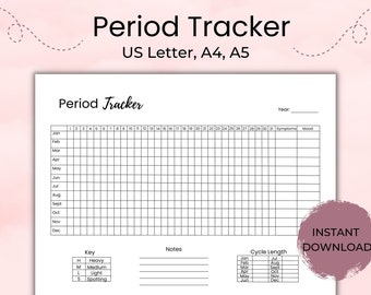 Period Tracker Printable | Menstrual cycle tracker | Period Journal | Instant download | Ovulation tracker