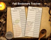 Fall Library Card Bookmark Tracker, Printable Bookmarks, Book tracker, Reading tracker, book accessories, habit tracker