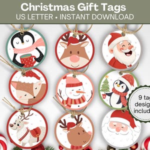 Christmas Gift Tags, Kids Christmas gift tags, Cute Christmas, Christmas printable gift tags, Christmas printable, Santa gift tags