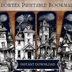 Halloween Printable Bookmarks, spooky bookmarks, witch bookmark, book accessories, Halloween party gift, haunted house, instant download