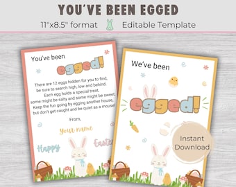 You've Been Egged Easter Printable, Easter editable template, Easter games, We've been egged sign, Easter sign, Easter kids activities