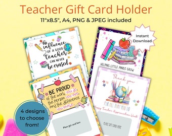 Teacher gift card holder | Teacher appreciation printable | Teacher appreciation week printable | Gift card holder | Teacher thank you