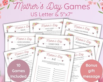 Mother's Day Game Bundle, Printable games, Mother's Day brunch ideas, Mother's Day activities, Party games, Holiday games