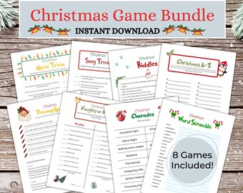 Christmas Game Bundle, Christmas party games, Family game night, Holiday games, Christmas games for adults, Printable games
