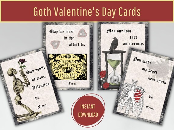 Goth Valentine'S Day Cards Creepy Valentine Horror Valentine Anti.