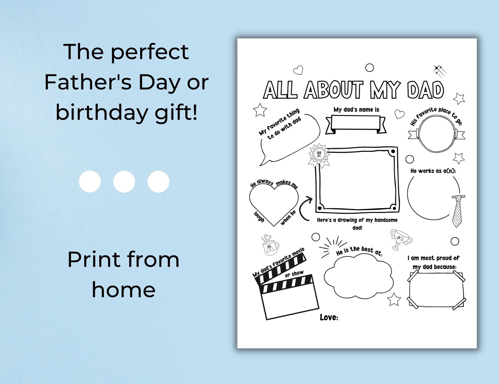 All About My Dad Coloring Page | Father's Day Printable | Birthday Gift ...