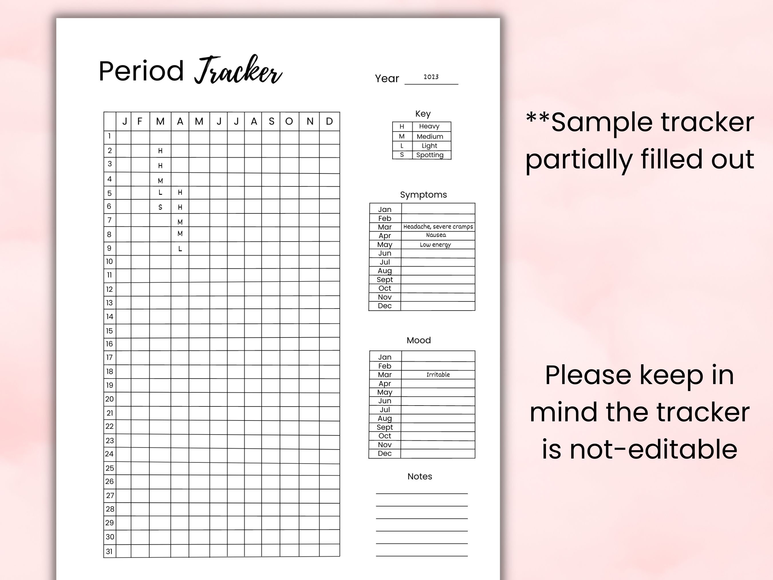 Period Tracker Printable | Menstrual Cycle Tracker | Instant Download ...