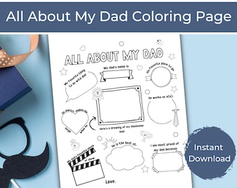 All About My Dad Coloring Page | Father's Day Printable | Birthday Gift for Dad | DIY gift for Dad | Instant Download
