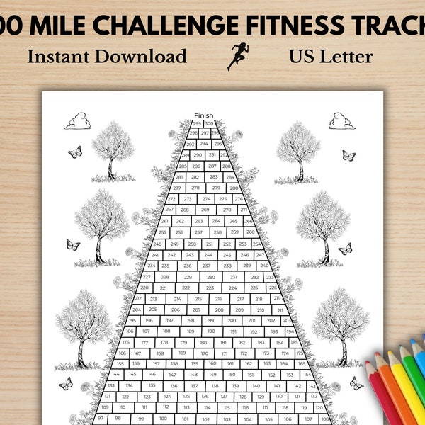 300 Mile Challenge Fitness Tracker | Instant Download | Exercise Tracker |  Printable Workout Tracker | Walking Habit Tracker