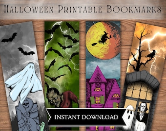 Halloween Printable Bookmarks, spooky bookmarks, book accessories, Halloween party gift, scrapbooking, instant download
