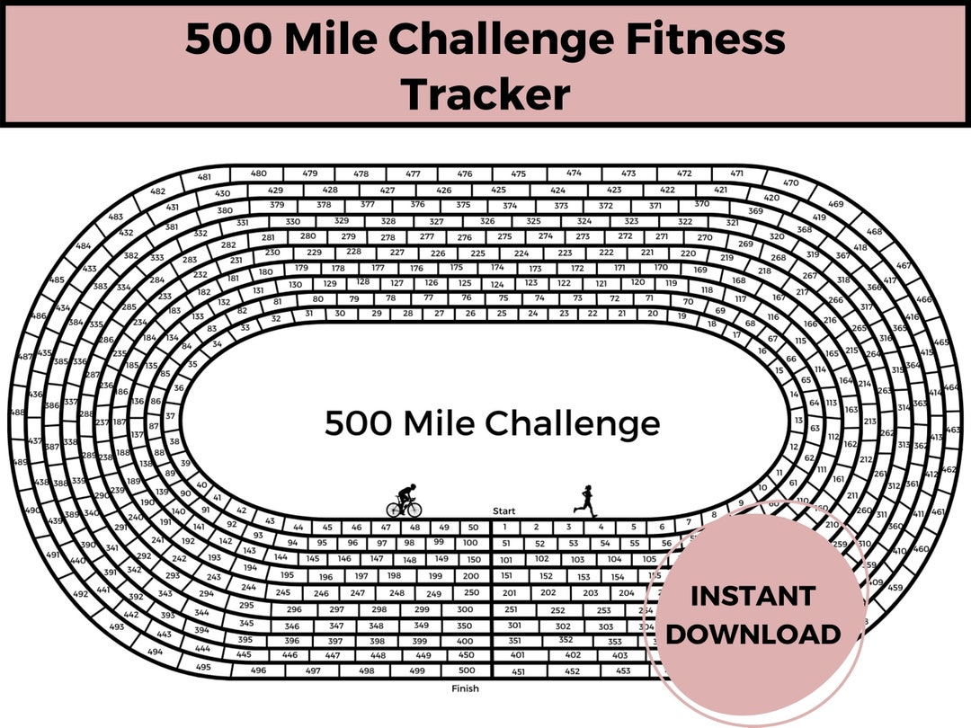 500 Mile Challenge Fitness Tracker | Goal Tracker | Exercise Tracker ...
