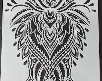 Damask design, Mylar stencil in A4 for furniture, walls, fabric, etching, murals, screen printing art, click to paint and decorate now