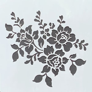 Country Garden flower stencil for furniture, fabric, tiles, scrapbooking, etching, murals, art & craft, click to paint and decorate now