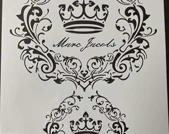 French inspired design, stencil in A4 for furniture, walls, fabric, etching, murals, screen printing art, click to paint and decorate now