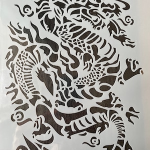 Chinese drakenstencil op A4 voor meubels, stof, muurschilderingen, etsen, bewegwijzering, alle kunstnijverheid, klik om te schilderen en te decoreren