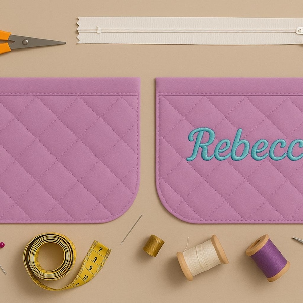 Gestepptes ITH-Panel für Clutch-Taschen – Digitale In-The-Hoop-Stickerei, individuelles Stickmaschinendesign