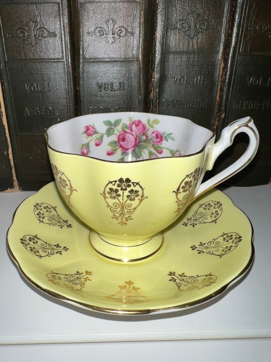 Yellow Queen Anne Tea Cup Yellow English Teacup Queen Anne Etsy
