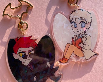 Good Omens inspired Acrylic Charms Keychains - Aziraphale & Crowley