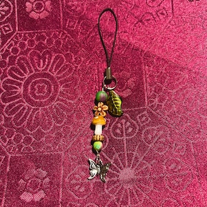 Cute Beaded Phone Charms | mushroom fairycore kidcore gift idea iphone