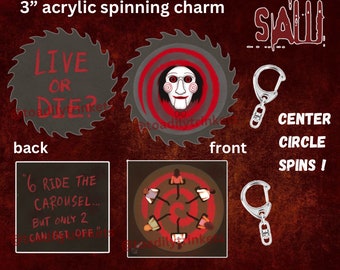 Spinning Saw Billy the Puppet & Sh0tg*n Carousel Acrylic Keychains Fidget Toys