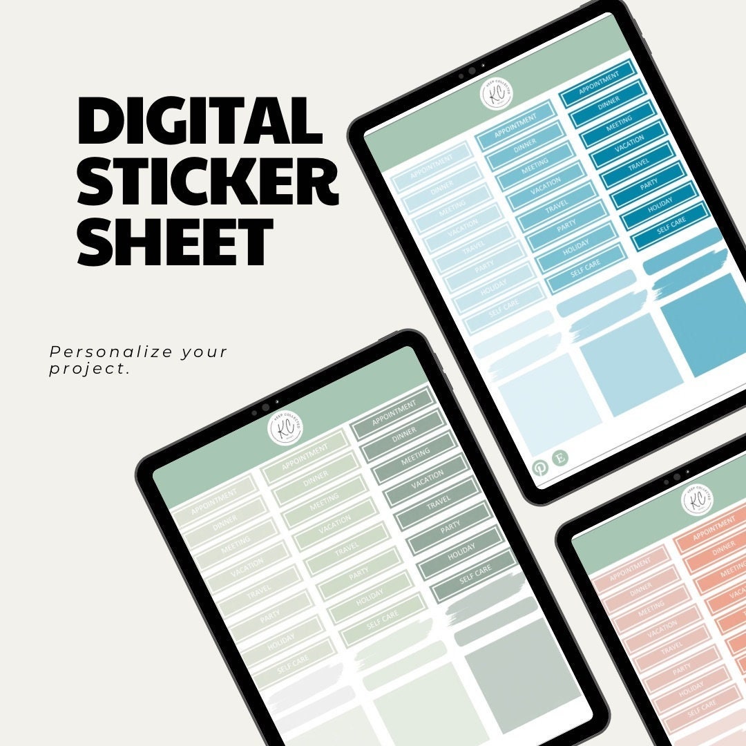 Digital Goodnotes Stickers, Digital Planner Stickers, Pre Cropped iPad ...