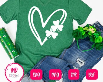 St Patricks Day SVG with shamrock and hearts, Cricut File, tshirt ideas for kids, Digital cutting files png, svg, eps, dxf