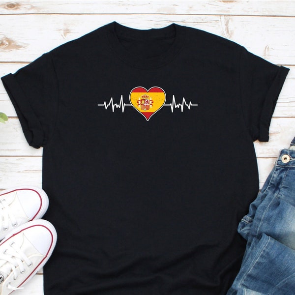 Spanish Heart Flag Shirt, Spain Love Shirt, Espana Pride Shirt, Spain Souvenir Shirt, Spanish Pride Shirt, Spanish Shirt, Spain Shirt