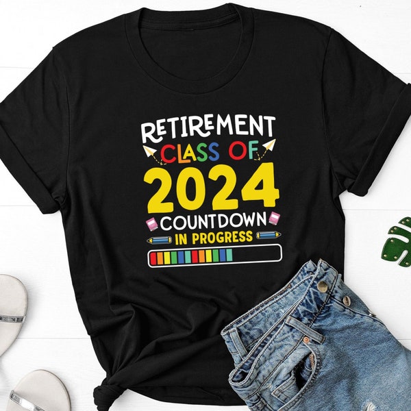 Pensioenklasse van 2024 Countdown In Progress Shirt, Grappig Gepensioneerd Shirt, Pensioengeschenk, Gelukkig Pensioen Shirt, Gepensioneerde Leraar Shirt