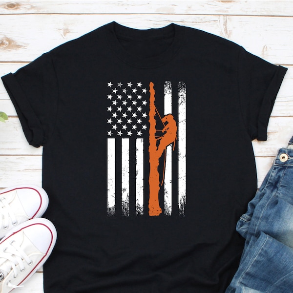 Arborist USA Flag Shirt, Forester Shirt, Logger Shirt, Thin Red Line Logger Shirt, Lumberjack Shirt, American Logger Shirt, Lumberjack Shirt