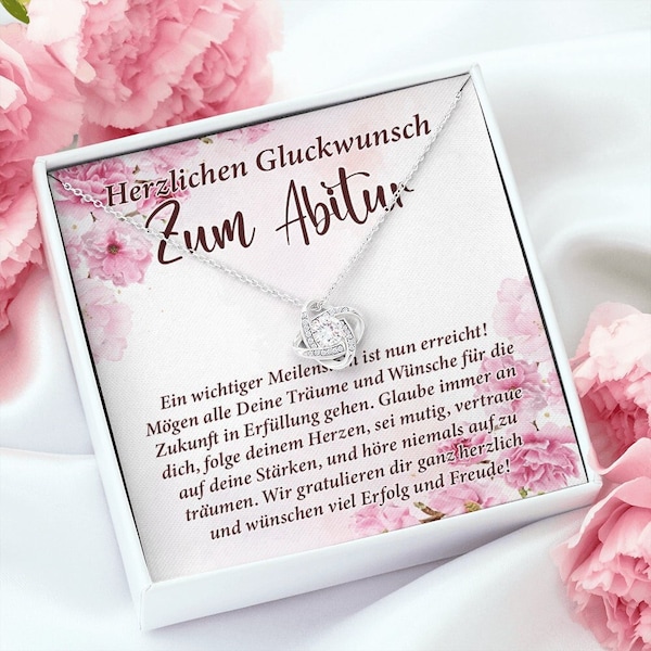 Herzlichen Gluckwunsh Zum Abitur Necklace, Abitur Love Knot, Gift For Abitur, Abitur Gift for You, Abitur Gift Chain, Abitur 2022 Necklace