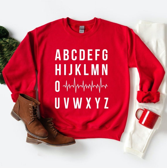 Ecg Nurse Alphabet Hearbeat Nurse Ugly Christmas Pajama T-Shirt Ecg Nurse Alphabet Hearbeat Nurse Ugly Christmas Pajama T-Shirt
